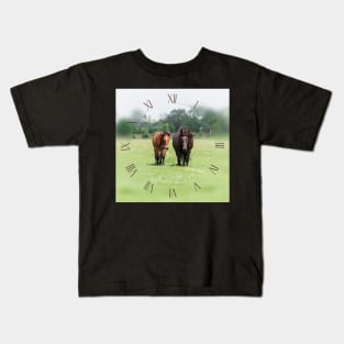 Two horses on pasture looking at camera Kids T-Shirt